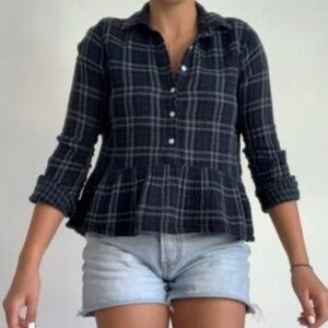 Trovata Birds of Paradise Plaid Top